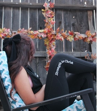 Strength in Christ leggings with deep pockets