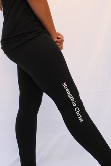 Strength in Christ leggings with deep pockets